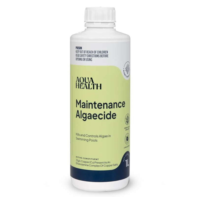 Product photo of Aqua~Health Maintenance Algaecide front view of bottle 1 Litre.