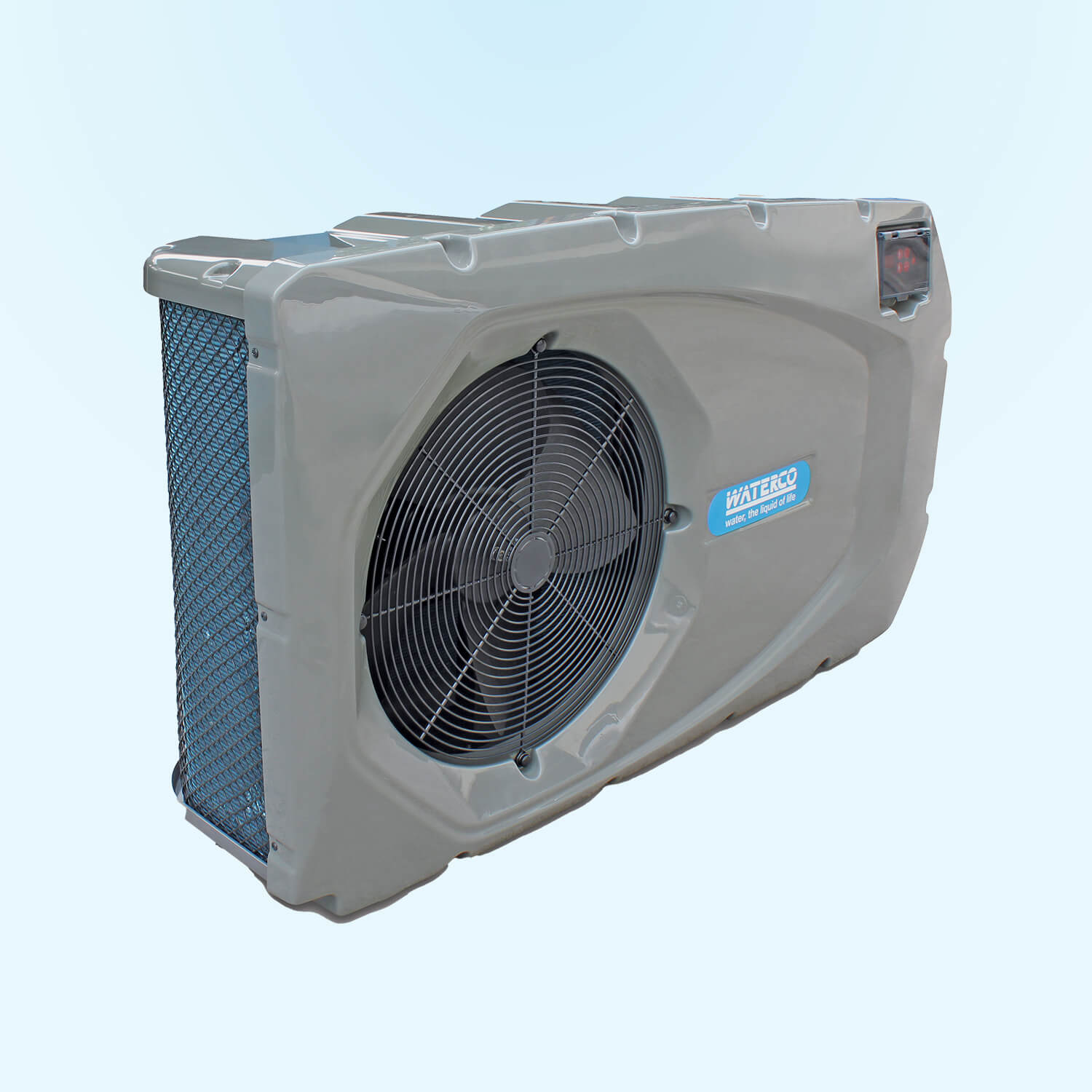 Product photo of the Electroheat ECO-V side vent heat pump. Available from Swimart.